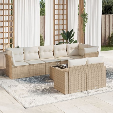 9-piece garden sofa set with beige synthetic rattan cushions by , Garden sets - Ref: Foro24-3219218, Price: 719,28 €, Discoun...