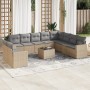 Set von 11-teiligen Gartensofas mit beigen Kissen aus synthetischem Rattan von , Gartensets - Ref: Foro24-3219169, Preis: 765...