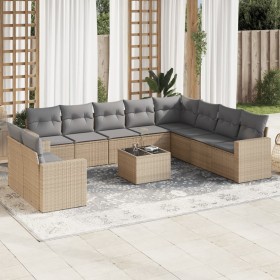 Set de sofás de jardín 11pzas con cojines ratán sintético beige de , Conjuntos de jardín - Ref: Foro24-3219169, Precio: 756,6...