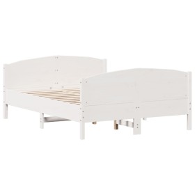 Bed frame with white pine wood headboard 160x200 cm by , Beds and slatted bases - Ref: Foro24-3216168, Price: 232,84 €, Disco...