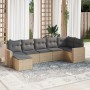 7-teiliges Gartensofa-Set und beige synthetische Rattankissen von , Modulare Sofas für den Außenbereich - Ref: Foro24-3251616...