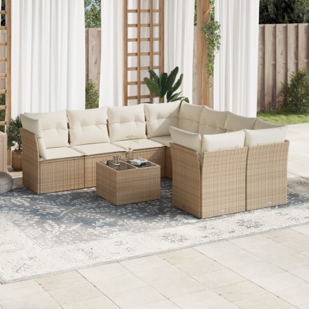 Set mit 9 Gartensofas mit beigen Kissen aus synthetischem Rattan von , Gartensets - Ref: Foro24-3217318, Preis: 685,85 €, Rab...