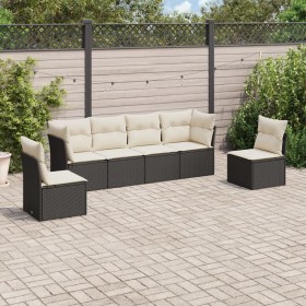 Set aus 6-teiligen Gartensofas und Kissen Kunstrattan schwarz von , Gartensets - Ref: Foro24-3249205, Preis: 367,77 €, Rabatt: %