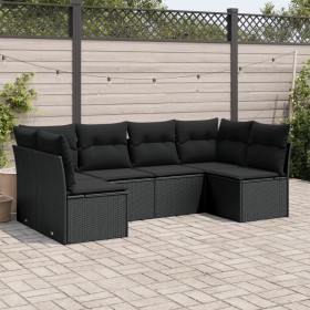 Set aus 6-teiligen Gartensofas und Kissen Kunstrattan schwarz von , Gartensets - Ref: Foro24-3249224, Preis: 378,99 €, Rabatt: %