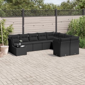 Set de sofás de jardín 10 pzas cojines ratán sintético negro de , Conjuntos de jardín - Ref: Foro24-3250024, Precio: 631,73 €...