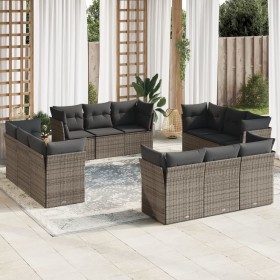 Garden sofa set 12 pieces with gray synthetic rattan cushions by , Garden sets - Ref: Foro24-3217330, Price: 909,32 €, Discou...