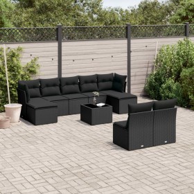 Set de sofás de jardín 10 pzas cojines ratán sintético negro de , Conjuntos de jardín - Ref: Foro24-3250114, Precio: 625,67 €...