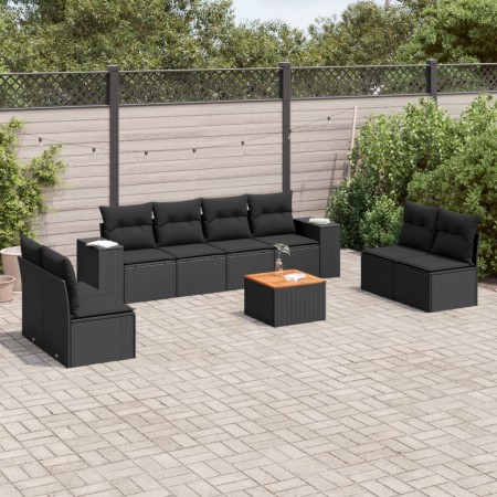 Set aus 8-teiligen Gartensofas und Kissen Kunstrattan schwarz von , Gartensets - Ref: Foro24-3225404, Preis: 558,97 €, Rabatt: %