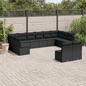 Set Gartensofas 12 Stück Kissen synthetisches Rattan schwarz von , Gartensets - Ref: Foro24-3250204, Preis: 685,99 €, Rabatt: %