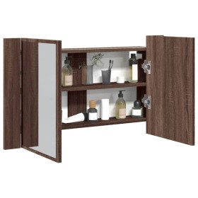 Badezimmer-Spiegelschrank LED Acryl braune Eiche 80x12x45 cm von , Badezimmerwaschtische - Ref: Foro24-834953, Preis: 57,99 €...