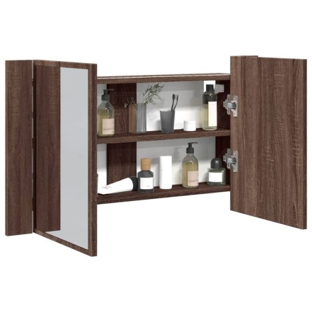 Badezimmer-Spiegelschrank LED Acryl braune Eiche 80x12x45 cm von , Badezimmerwaschtische - Ref: Foro24-834953, Preis: 57,89 €...