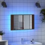 Armario espejo de baño LED acrílico marrón roble 80x12x45 cm de , Tocadores de baño - Ref: Foro24-834953, Precio: 57,89 €, De...