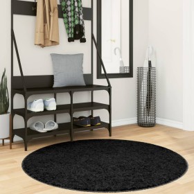 Modern long-haired furry black PAMPLONA Ø 120 cm rug by , Rugs - Ref: Foro24-375289, Price: 36,83 €, Discount: %