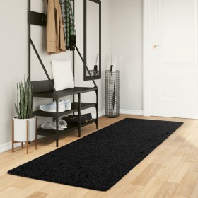 Alfombra peluda de pelo largo moderna PAMPLONA negra 80x250 cm de , Alfombras - Ref: Foro24-375275, Precio: 42,99 €, Descuent...