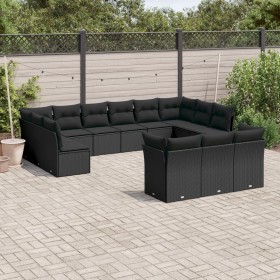 Garden sofa set with 13-piece black synthetic rattan cushions by , Garden sets - Ref: Foro24-3250284, Price: 866,35 €, Discou...