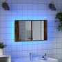 Armario espejo de baño LED acrílico roble ahumado 80x12x45 cm de , Tocadores de baño - Ref: Foro24-834951, Precio: 67,51 €, D...