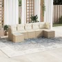 Set of 7-piece garden sofas and beige synthetic rattan cushions by , Garden sets - Ref: Foro24-3218028, Price: 521,75 €, Disc...