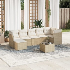 Garden sofa set with beige cushions, 8 pieces, PE rattan. by , Garden sets - Ref: Foro24-3217978, Price: 577,99 €, Discount: %