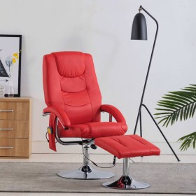 Roter Massagesessel aus Kunstleder mit Fußstütze von vidaXL, Elektrische Massagesessel - Ref: Foro24-248664, Preis: 186,99 €,...