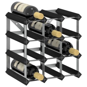 Wine rack for 12 bottles solid black pine wood by , Wine racks - Ref: Foro24-325913, Price: 29,99 €, Discount: %