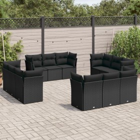 Gartensofa-Set 12-teilig mit schwarzen synthetischen Rattankissen von , Gartensets - Ref: Foro24-3217325, Preis: 828,77 €, Ra...