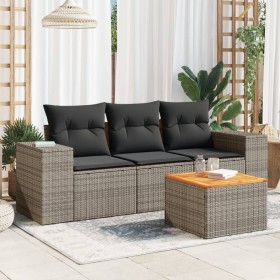 Garden sofa set 4 pieces with gray synthetic rattan cushions by , Garden sets - Ref: Foro24-3257649, Price: 294,32 €, Discoun...