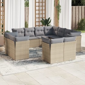 Set von 11-teiligen Gartensofas mit beigen Kissen aus synthetischem Rattan von , Gartensets - Ref: Foro24-3250348, Preis: 875...