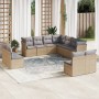 Set von 11-teiligen Gartensofas mit beigen Kissen aus synthetischem Rattan von , Gartensets - Ref: Foro24-3249658, Preis: 717...