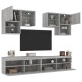 Wall-mounted TV furniture with LED lights, 6 pieces in Sonoma gray. by , TV Furniture - Ref: Foro24-3216755, Price: 244,94 €,...