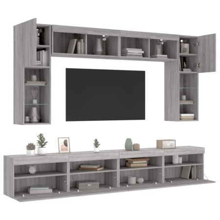 Wand-TV-Möbel mit 8 LED-Lichtern in Grau Sonoma. von , TV-Möbel - Ref: Foro24-3216769, Preis: 340,75 €, Rabatt: %