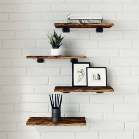 Wall shelves 4 units engineered wood oak smoke 40x20x1.5 cm by , Shelves - Ref: Foro24-838201, Price: 20,99 €, Discount: %