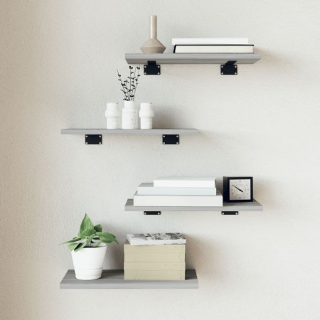 Wall shelves 4 units engineered wood gray Sonoma 40x20x1.5 cm by , Shelves - Ref: Foro24-838203, Price: 19,34 €, Discount: %