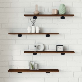 Wall shelves 4 units engineered wood brown oak 60x10x1.5cm by , Shelves - Ref: Foro24-838229, Price: 18,20 €, Discount: %