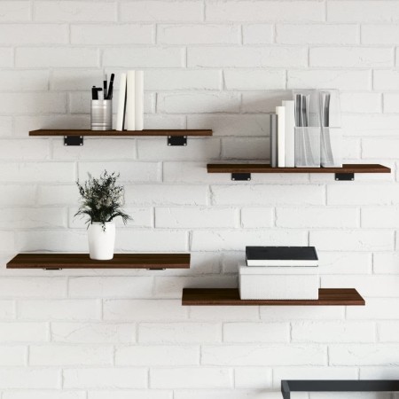 Wall shelves 4 units engineered wood brown oak 60x30x1.5cm by , Shelves - Ref: Foro24-838241, Price: 34,99 €, Discount: %