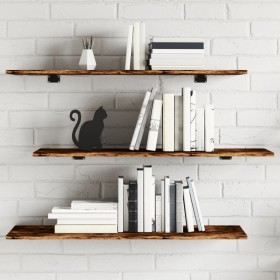 Wall shelves 4 units engineered wood smoked oak 100x30x1.5 cm by , Shelves - Ref: Foro24-838297, Price: 39,99 €, Discount: %