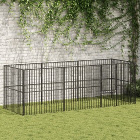 Dog playpen with 8 black galvanized steel panels by , Dog kennels - Ref: Foro24-3209557, Price: 184,99 €, Discount: %