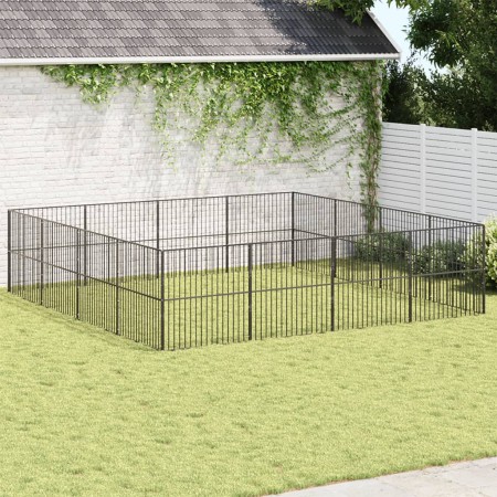 Dog playpen with 16 black galvanized steel panels by , Dog kennels - Ref: Foro24-3209555, Price: 412,51 €, Discount: %