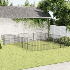 Dog playpen with 20 black galvanized steel panels by , Dog kennels - Ref: Foro24-3209560, Price: 485,38 €, Discount: %