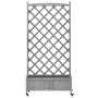 Planter with lattice and wheels made of solid gray fir wood by , Pots and planters - Ref: Foro24-3207654, Price: 93,68 €, Dis...