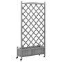 Planter with lattice and wheels made of solid gray fir wood by , Pots and planters - Ref: Foro24-3207654, Price: 93,68 €, Dis...