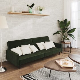 Dark green velvet 2-seater sofa bed by , Sofas - Ref: Foro24-375739, Price: 226,15 €, Discount: %