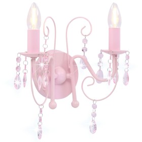 Lámpara de pared con cuentas rosa con 2 bombillas E14 de vidaXL, Lámparas - Ref: Foro24-281592, Precio: 40,34 €, Descuento: %