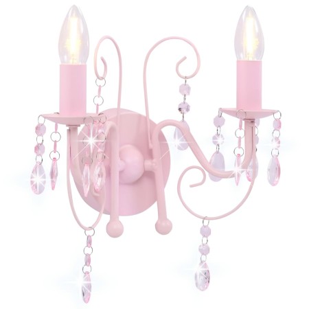 Lámpara de pared con cuentas rosa con 2 bombillas E14 de vidaXL, Lámparas - Ref: Foro24-281592, Precio: 38,10 €, Descuento: %