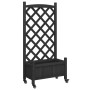 Planter with lattice and wheels made of solid black fir wood by , Pots and planters - Ref: Foro24-3207649, Price: 68,27 €, Di...