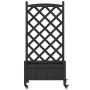 Planter with lattice and wheels made of solid black fir wood by , Pots and planters - Ref: Foro24-3207649, Price: 68,27 €, Di...