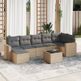 Garden sofa set with beige cushions, 8 pieces, PE rattan. by , Garden sets - Ref: Foro24-3219279, Price: 536,71 €, Discount: %