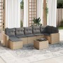 Garden sofa set with beige cushions, 8 pieces, PE rattan. by , Garden sets - Ref: Foro24-3219279, Price: 543,46 €, Discount: %