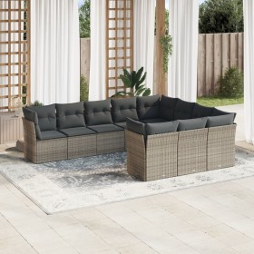 Set de sofás de jardín 10 pzas con cojines ratán sintético gris de , Conjuntos de jardín - Ref: Foro24-3218220, Precio: 625,9...