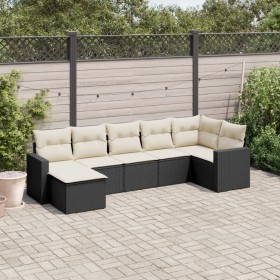 7-teiliges Garten-Esszimmerset und Kissen synthetisches Rattan schwarz von , Gartensets - Ref: Foro24-3219266, Preis: 443,43 ...