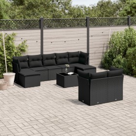 Set de sofás de jardín 10 pzas cojines ratán sintético negro de , Conjuntos de jardín - Ref: Foro24-3250154, Precio: 670,69 €...